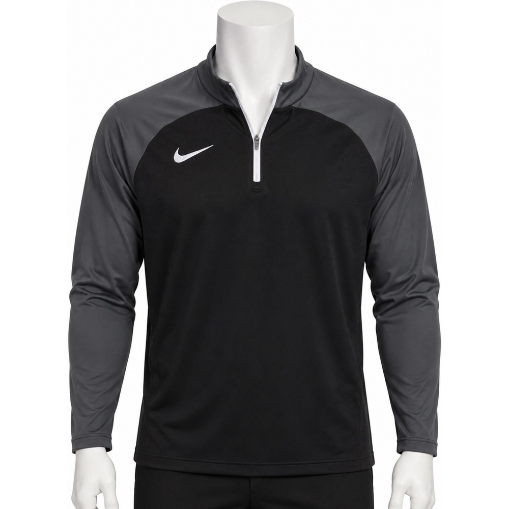 NIKE Men's Dri-Fit Pullover Jacket Black Gray 1/4 Zip Large L Slim Fit Athletic